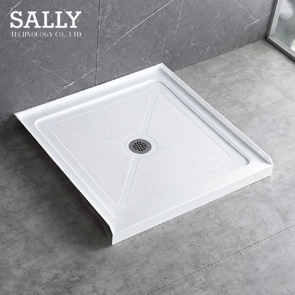 Sally ABS White Acrylic Utility Shower Tray 48*34*3 Inch Center Drain Single Threshold Shower Base