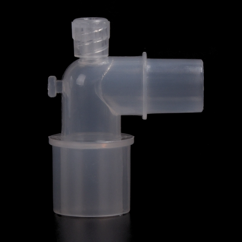 Disposable Medical Plastic Tube Connector Elbow with Luer Port for Anesthesia