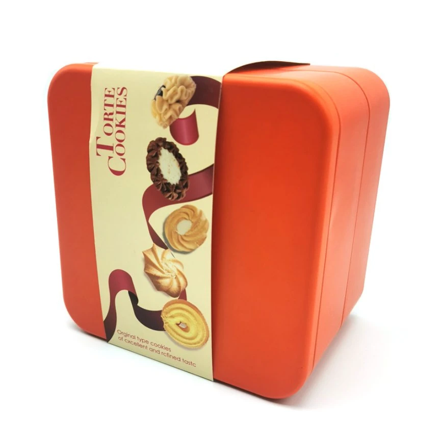 Customized Tinplate Metal Square Biscuits Tin Can Cookies Tin Box for Food Packaging