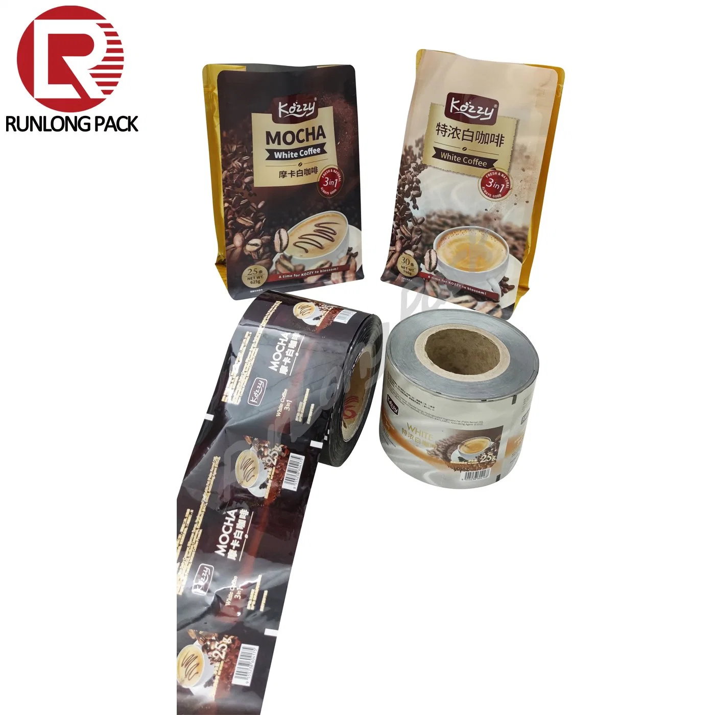 Aluminio Foil Café serie de envases plástico rollo de película para Café Bolsa de embalaje en polvo en rollo