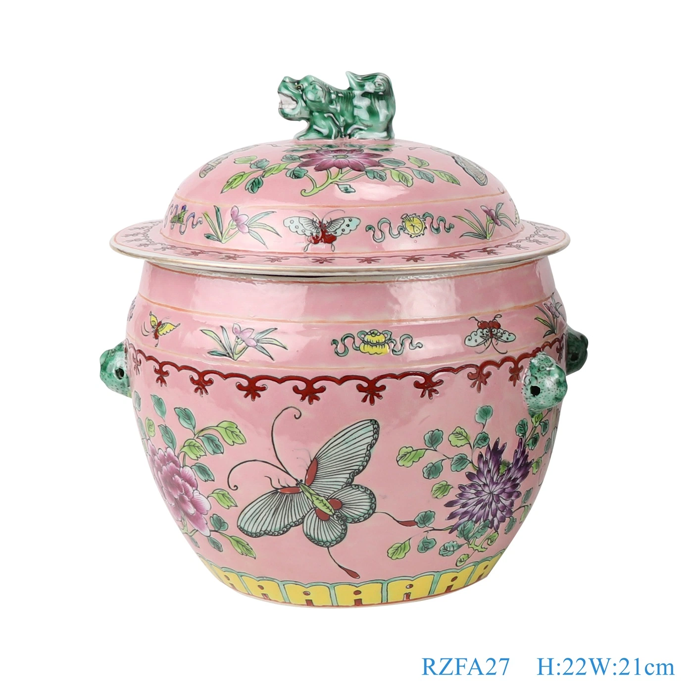 Famille Rose Handmade Enamel Porcelain Rice Container Storage Ginger Jars