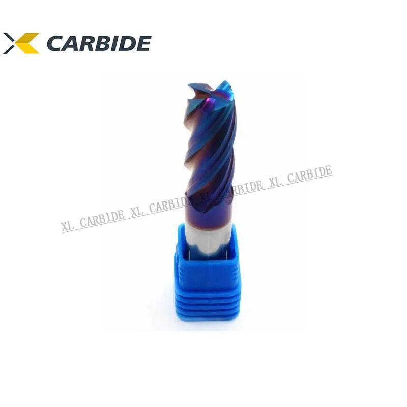 HRC65 Carbide Flat End Mill with Blue Naco Coating