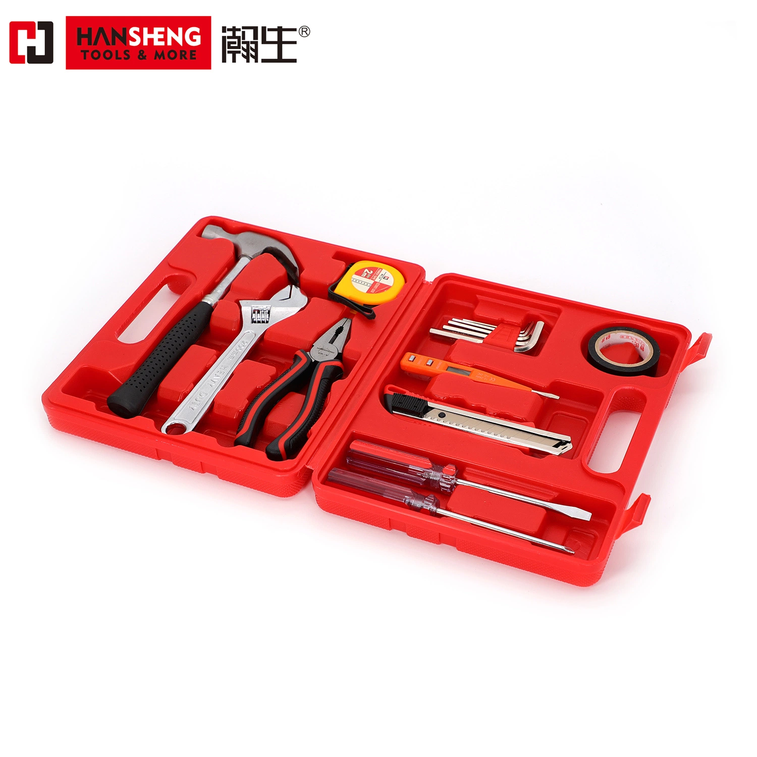 Professional Household Set Tools, Hand Tool, Hardware Tool, Plastic Toolbox, Combination, Set, Gift Tools, Pliers, Wire Clamp, Hammer, Wrench, Snips, 8 Set