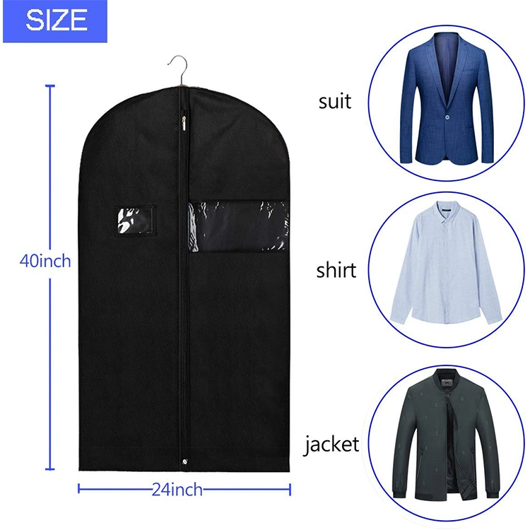 Wholesale/Supplier Non Woven 40-Inch Heavy Duty Customized Transparent Window Clothing Large Storage of Dresses Shirts Coats Packing Dustproof Cover Suit Garment Bag