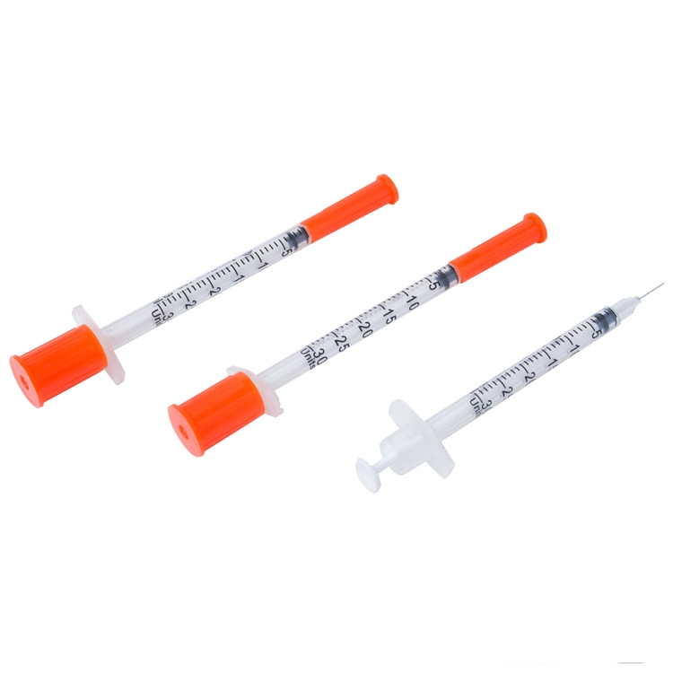 Sterile Disposable Insulin Medical Syringe with Fixed Needle Luer Slip Tip