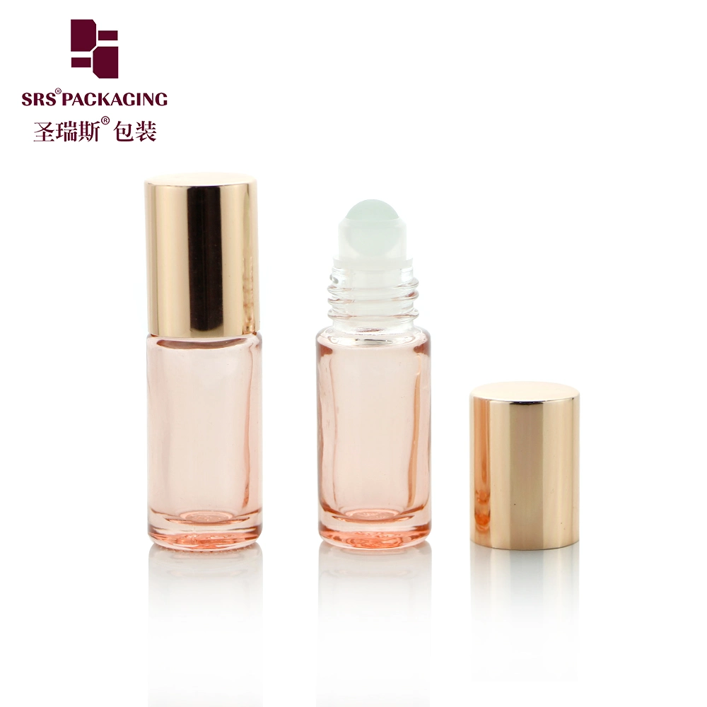 SRS Empty 10ml Roll-on Of Perfume Bottle Essential Oil Colorful Painted Glass Roller Ball With Gemstone Ball