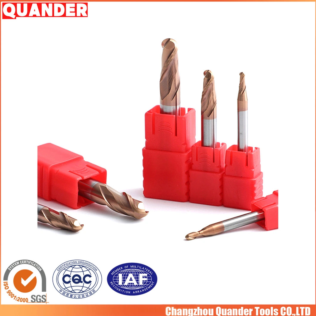 Quander Tools Customized Gear Milling Cutter Altin Coating China 55 HRC End Mill Diamonds Manufacturing Hollow End Mill HRC55 Degree Ball End Mill Cutter