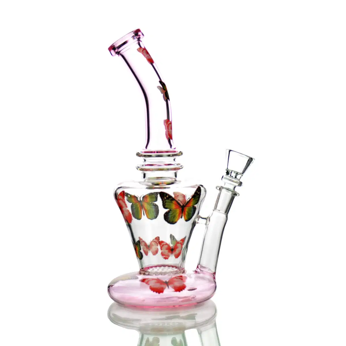 Tubo de agua de 10" con forma de espiral de mariposa base con nido de abeja Y 14mm Cuenco macho Hookah