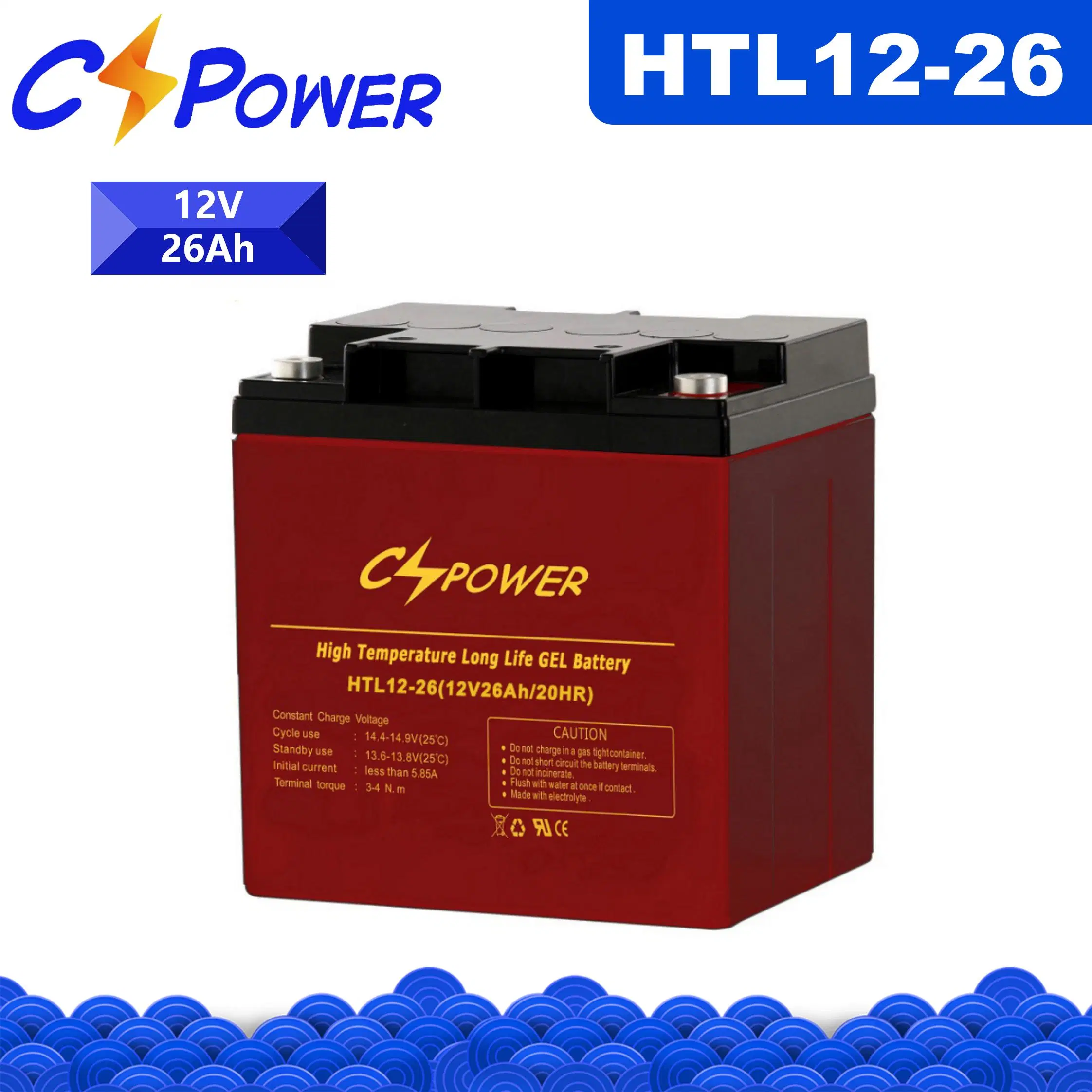 12V26ah Deep Cycle Rechargeable High Temperature Solar Gel Battery Power