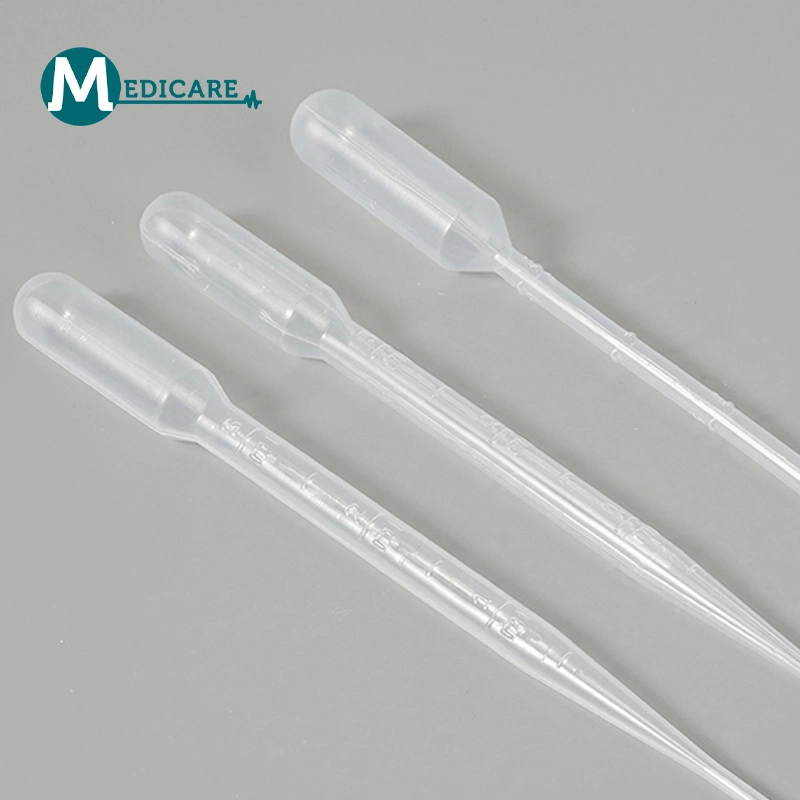 Laboratório de manuseio de líquidos de plástico descartável de 3ml estéril de pipetas