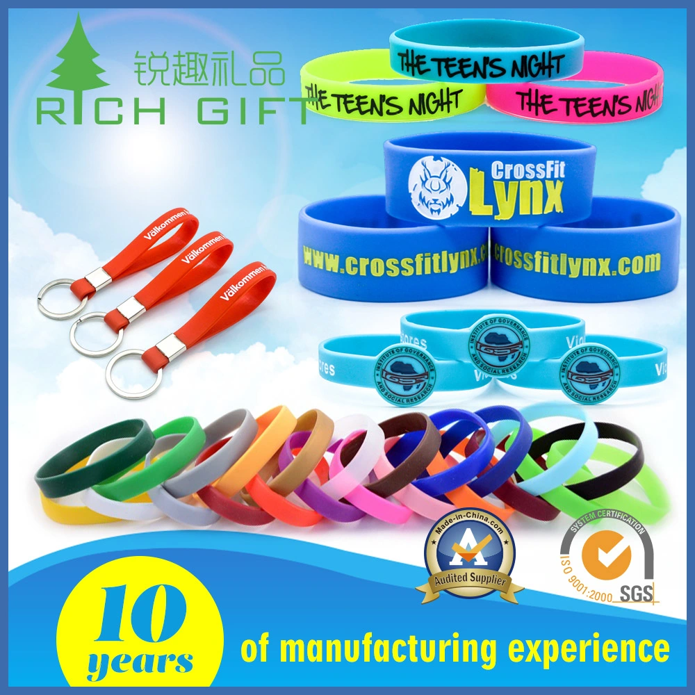 Custom Cheap Segmented Mixed Color Thin Silicon Printed/Debossed/Embossed Silicone Wristbands for Promotion Gift