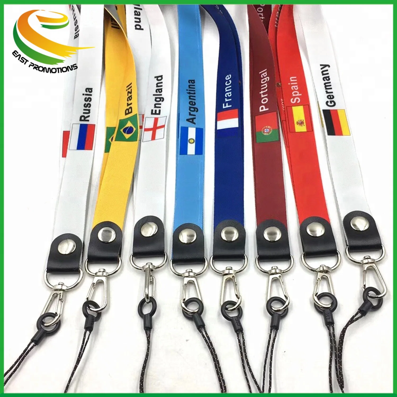 Customized Printing RPET Recycle Neck Lanyard, Sublimation Lanyard Strap with Leather