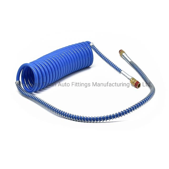 15FT Air Hose Set Assembly Red & Blue, with 48 Inch Leads, Long Tails Double Layer, Nylon Tube, Pneumatic Coils