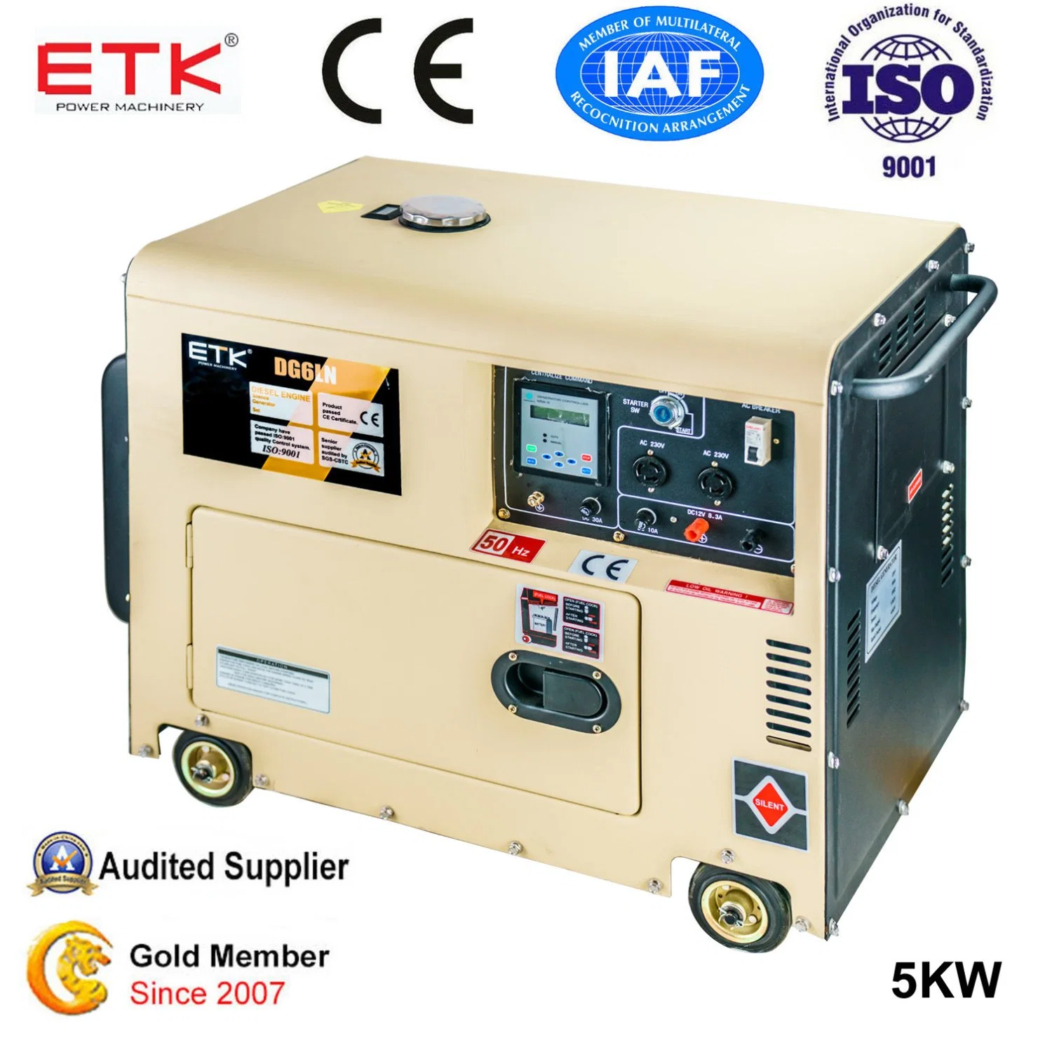 5kw Portable Air-Cooled Soundproof Silent Diesel Generator