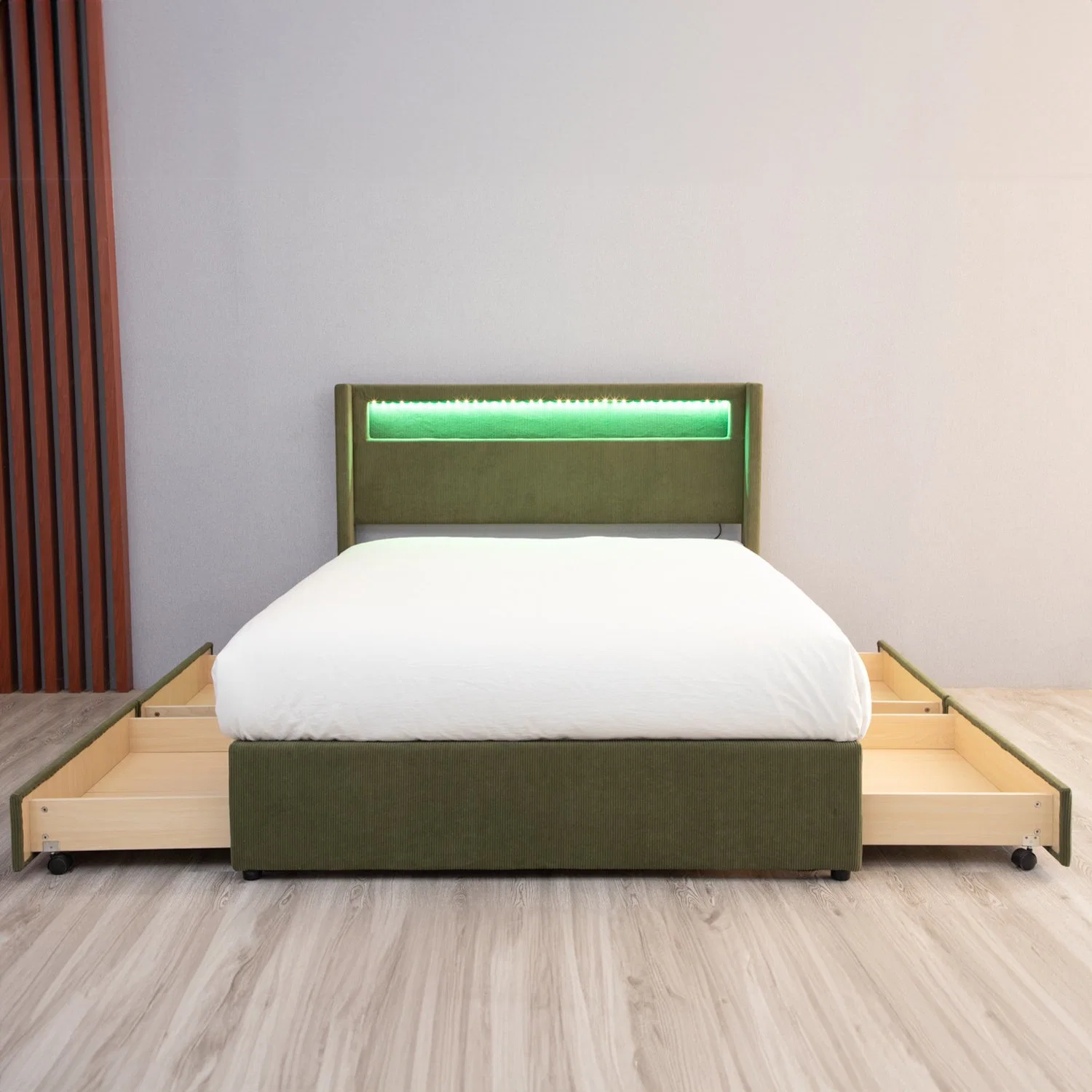 Huayang Mobiliario de Casa Almacenaje cama LED Camas tamaño queen con cajones Dormitorio cama Mobiliario de dormitorio Certificación fábrica SGS