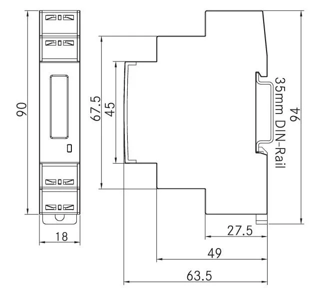 Mini Digital Single Phase LCD Display DIN Rail Electric Energy Meter