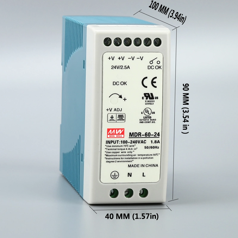 24V 2.5A Micro Volume Industrial DIN Rail 60W SMPS Mdr-60-24