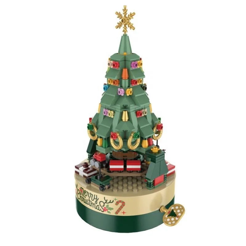 Christmas Color Tree Music Box Building Blocks Sets DIY Toy Bricks