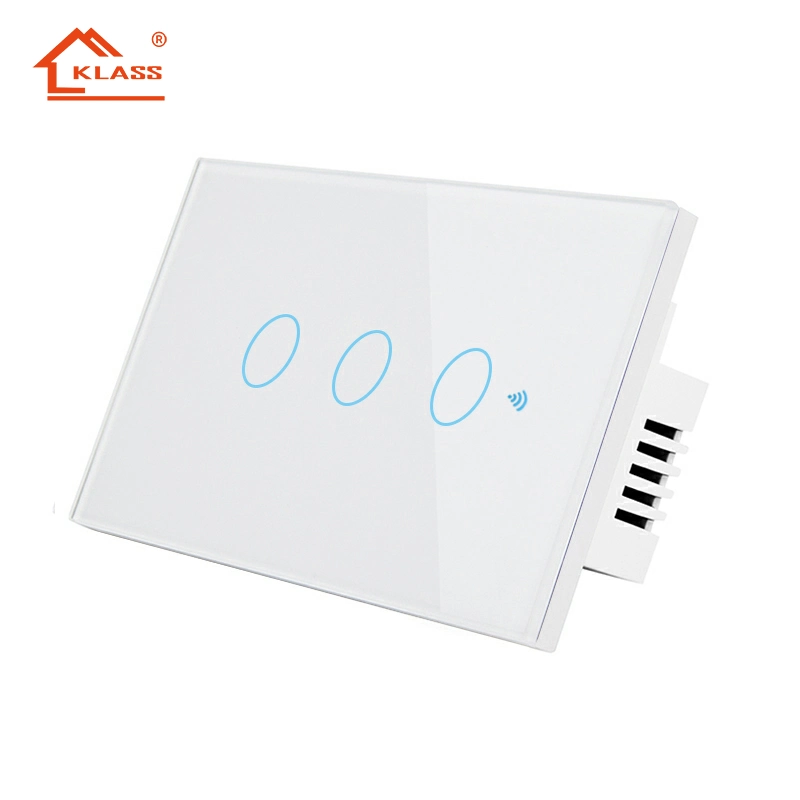 Klass US Standard IP65 Bluetooth Wireless WiFi Wall Touch Tuya Elektrischer Lichtschalter mit gehärtetem Glas Smart Switch