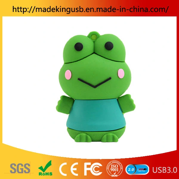 Commerce de gros Cartoon Frog Stick USB/petite grenouille caoutchouc mou USB Pen Drive