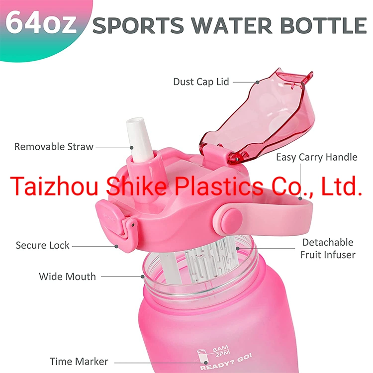 Plastic Half Gallon Water Bottle BPA Free Water Bottles Leakproof Water Jug with Handle for Gym Fitness Home