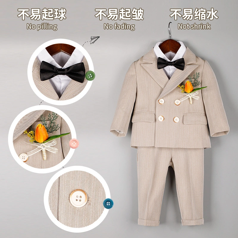 Wholesale Polyester Formal Boy Suit Set Baby Double Breasted Wedding Flower Kid Suit