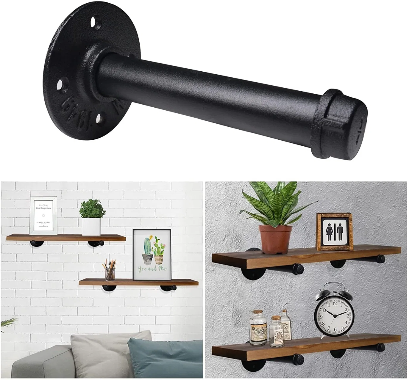 Industrial Furniture Wall Mounted Pipe Shelf Industrial Pipe Shelf Bracket