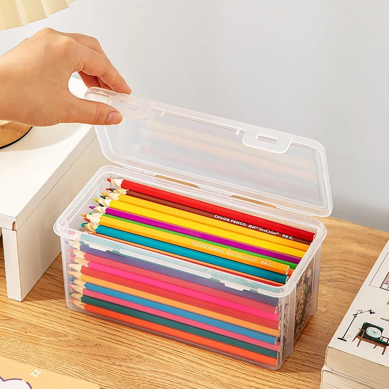 Transparent Compartmented Stationery Organizer Plastic Office Multifunctional High-Capacity Storage Box