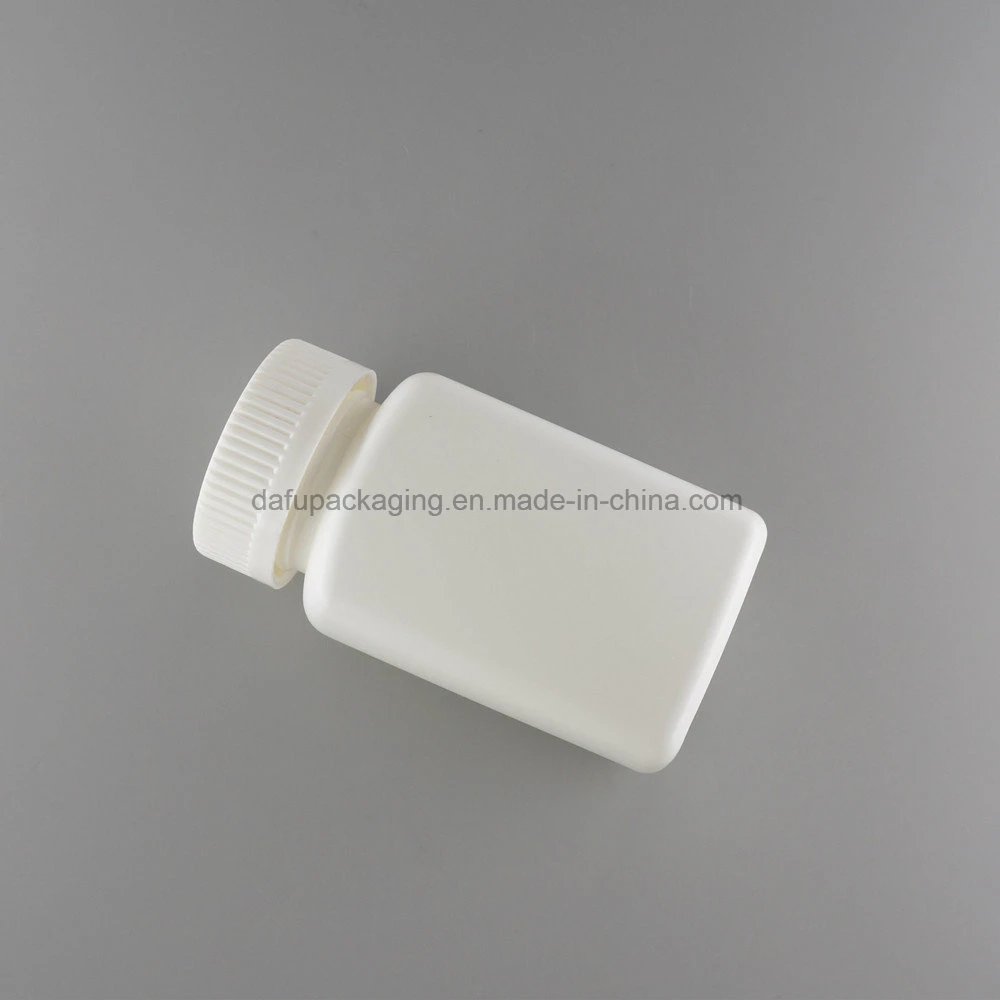 Plastic Packaging 150ml HDPE Rectangular Capsule Bottle with Cap