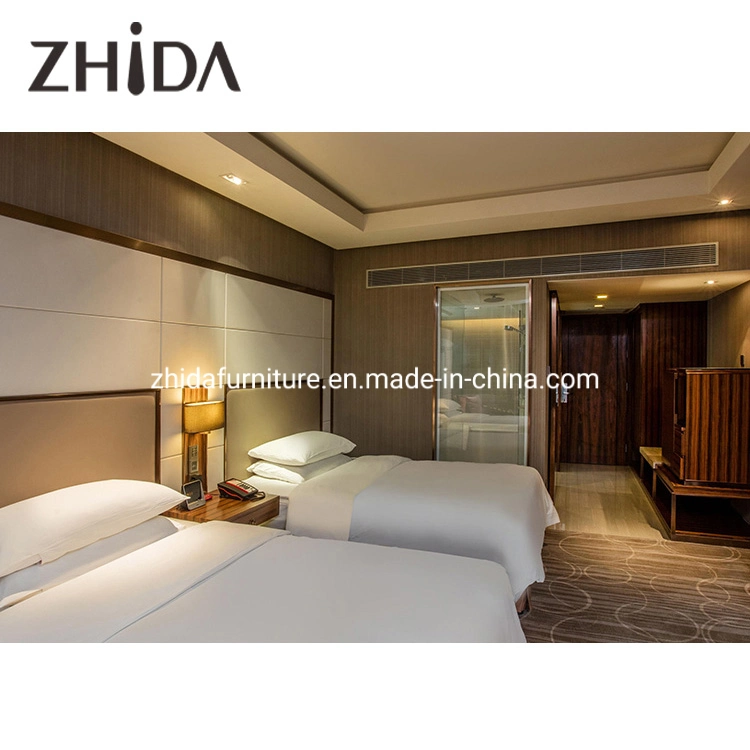 Zhida Customized Modern Nordic Style Commercial Hotel Furniture Living Room Sofa Wooden Master Bedroom Furniture Set King Size Bed with Fabric Leisure Chair