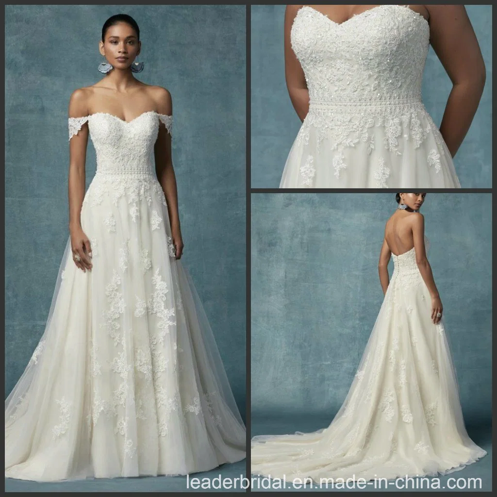 A-Line Wedding Dress off Shoulder Beading Bridal Gowns M9032