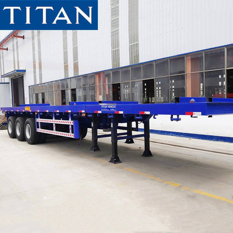 New Flatbed Trailer Flat Bed Semi Truck Container Shipping Transport 3/4 Axle 40/48 FT Foot 12m From China Manufacture