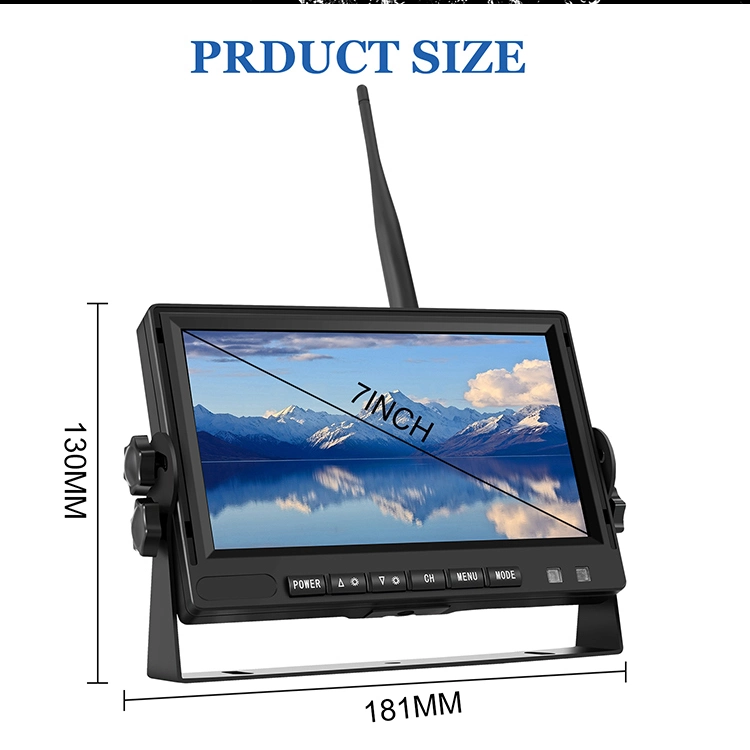 1CH el Sistema de monitoreo de la cámara inalámbrico para coche con 7 pulgadas de pantalla para carretilla elevadora