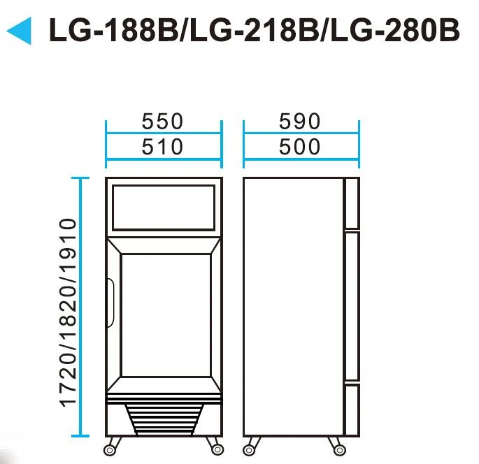 Glass Door Beverage Drink Chiller Showcase for Supermarket and Restaunrant Showcase