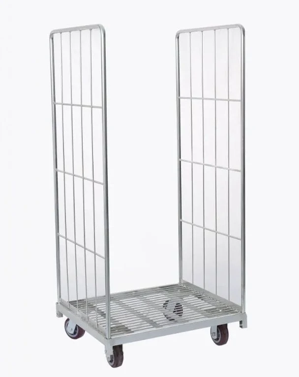 Storage Industrial Metal Warehouse Collapsible Logistic Steel Wire Mesh Roll Cage Trolley Roll Pallet Trolley