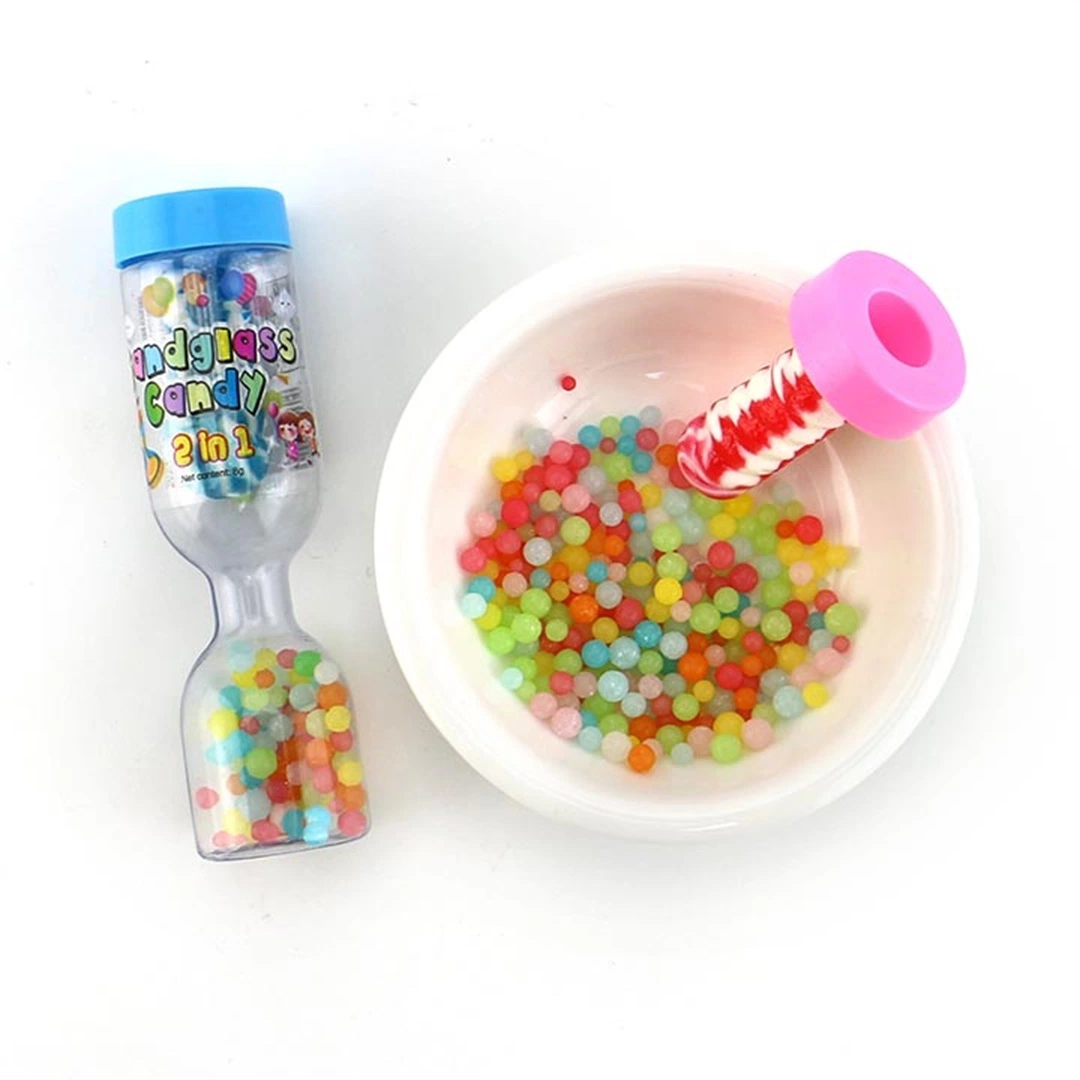 Juguete en forma de reloj de arena con Lollipop retorcido y Candy de color mini