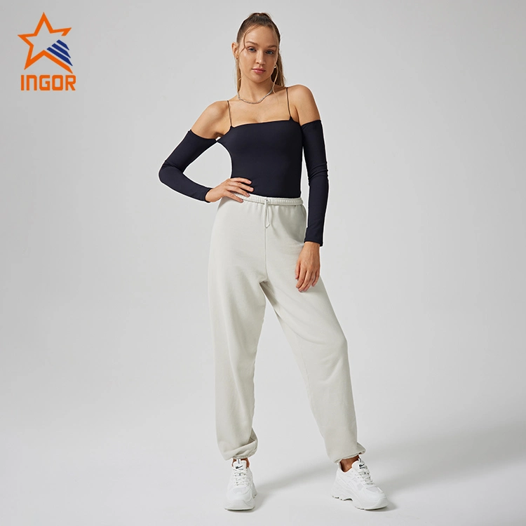 Ingor Sportswear Activewear Bekleidung Hersteller Custom Damen Langarm T Shirt &amp; Jogger Hosen Damenbekleidung