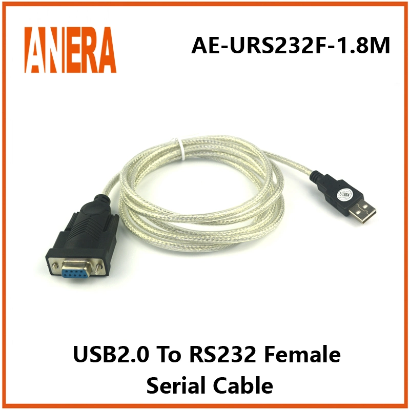 محول تسلسلي أنثى من نوع USB 2.0 يبيع على الساخن إلى RS232 DB9 كبل 1.8 م مع مجموعة شرائح CD / Pl2303