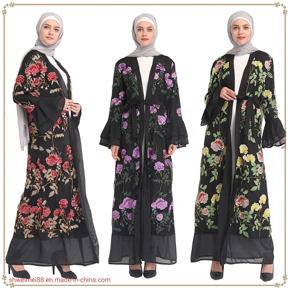 2020 New Luxury Cardigan Abaya Kaftan Kimono Women Muslim Dress Islamic Clothings Fashion Attire Canada USA Koleksi Baju Abaya Modern Malaysia Garments Factory