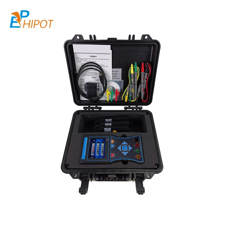 Portable Three-Phase Intelligent Phase Volt-Ammeter Digital Phase Va Meter AC Voltage Range 0 to 600V Current 0 to 30A Three Clamps Phase Meter