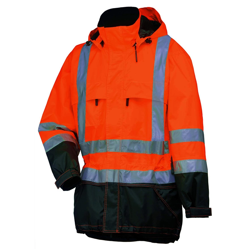 Wholesale Custom 100% Polyester Softshell Waterproof Windproof Breathable Men's Workwear Reflective Strip Work Safety Jacket
