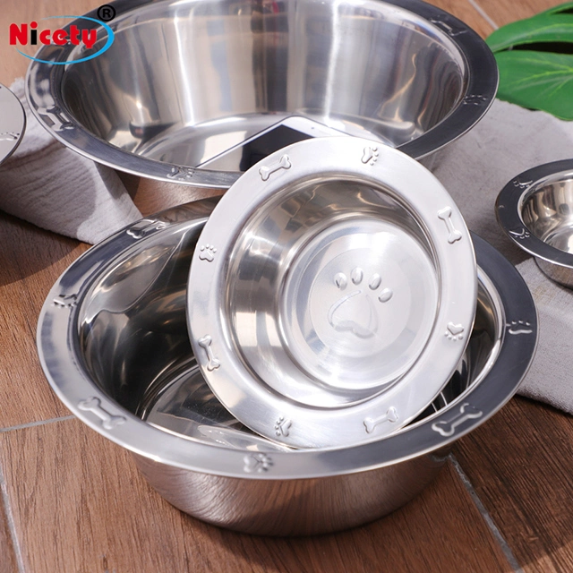 Venda por grosso Novo Design em aço inoxidável Dog Bowl de Aço Inoxidável Pet Food bebendo Taça de Alimentação