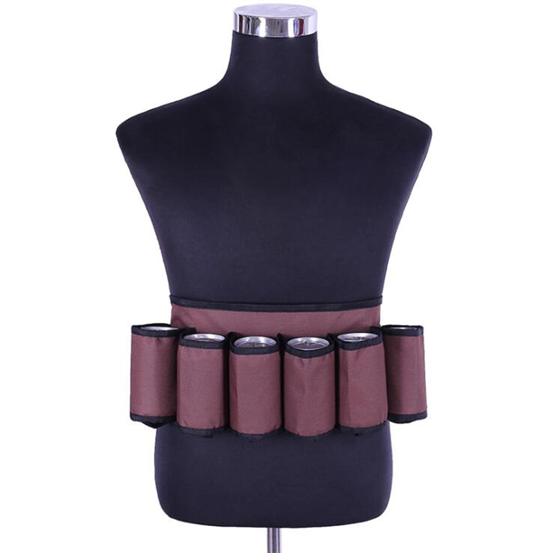 Adjustable Beer Belt Holder Beer & Soda Can Holster Belt, Holds 6 Beverages Canned Drinks Waist Pack Bar Tools Esg13096