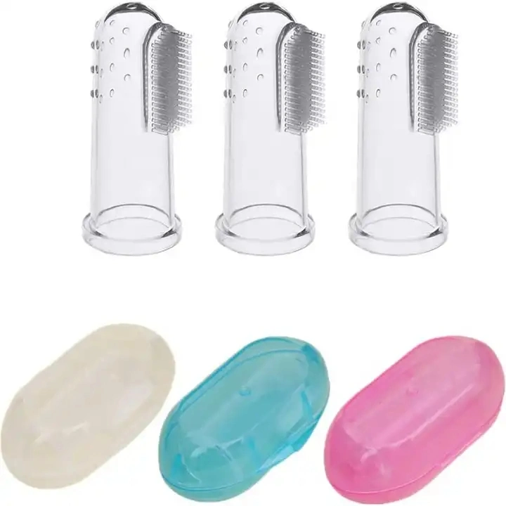 Baby Silicone Toothbrush Finger Thumb Cover Tongue Cleaning Brush Boxed