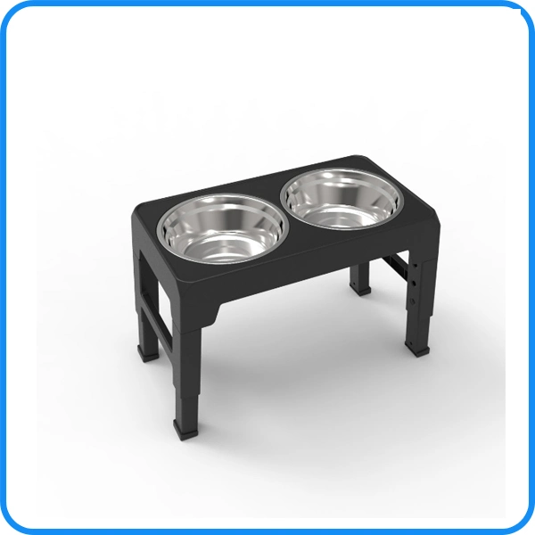 Accesorios para mascotas ajustable de acero inoxidable de doble Perro Bowl