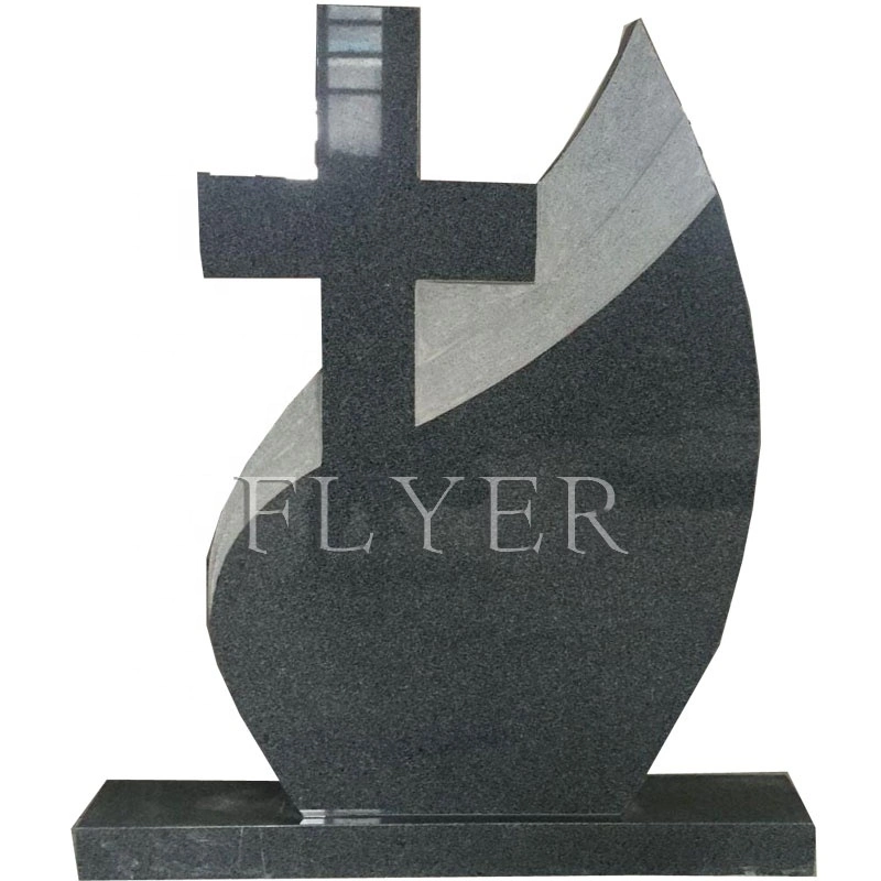 Custom Blank Gravestone Granite Monument Shanxi Black Granite Poland Style Tombstone