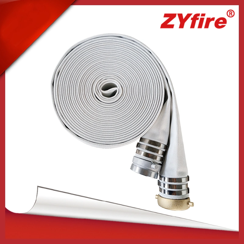 Zyfire Brass Coupled White Canvas Factory Industrial Hose Layflat Mill Hose for Water Discharge