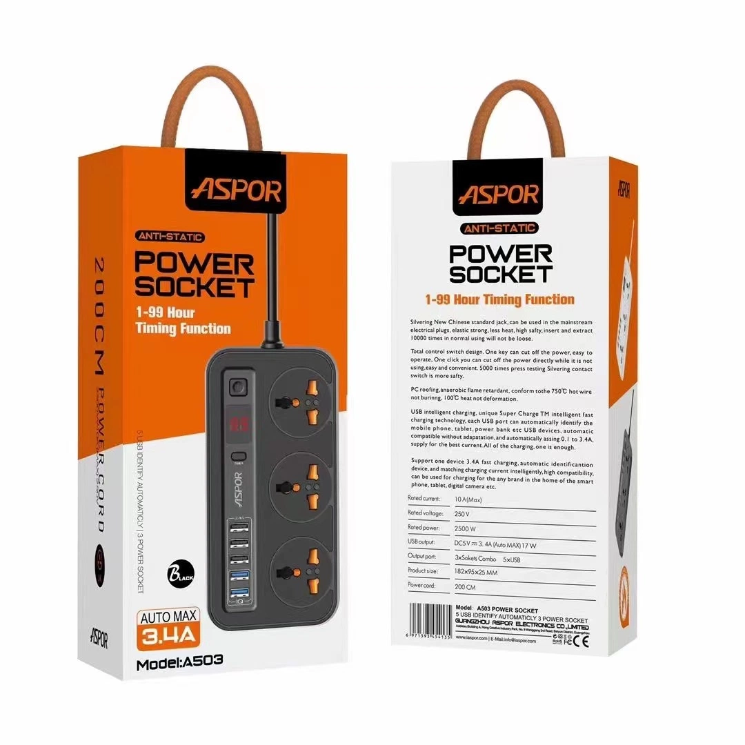 Factory Price Setting Digital Timing Cut off Power Iq Power Socket with Power Cord 200 Cm Plus Us/UK/EU Connector for Aspor in China