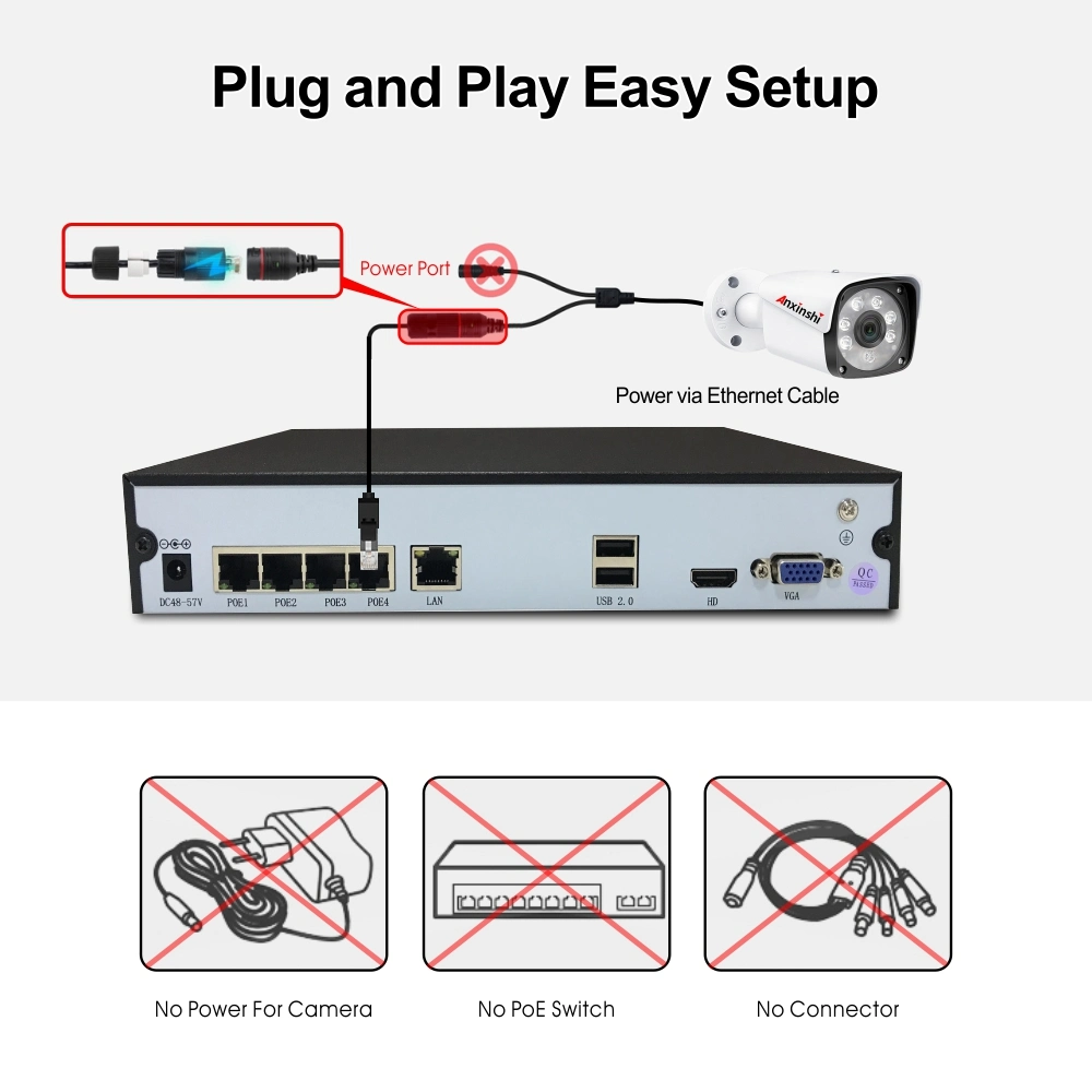 Seeeasy APP 4 Channel 4MP IR 30m Lens 3.6mm Built-in Audio Poe Normal Wired IP Cameras NVR Kits