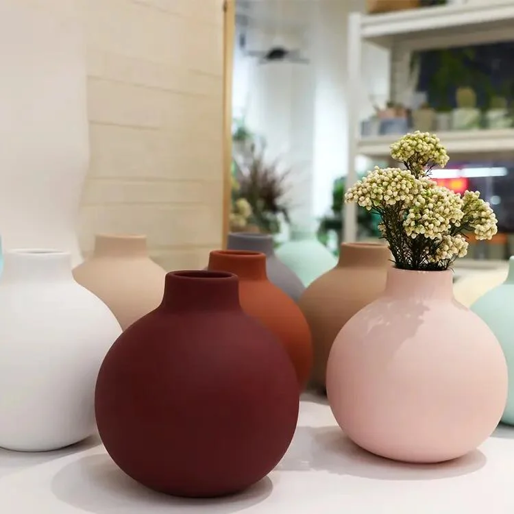 Morandi Ins Creative Nordic Dry Flower Decoration Silicone Ceramic Vase for Home Hotel Decoration